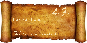 Lukics Fanni névjegykártya